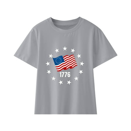 

Newborn Baby Girls T-Shirts Independence Day Flag Printed Short Sleeve Crew Neck 4th Of July Novelty Fashion Unisex Casual Tee Breathable Lovely Tshirts