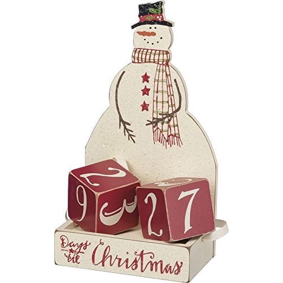 Juego de bloques de madera con cuenta regresiva para Navidad, Snowman Primitives Kathy
