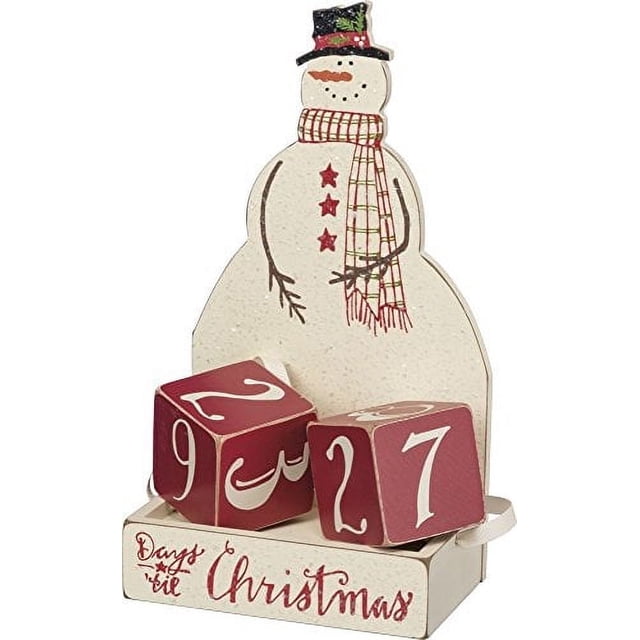 Juego de bloques de madera con cuenta regresiva para Navidad, Snowman Primitives Kathy