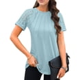 thumbnail image 1 of Camisa AURUZA de Encaje Azul Celeste Grande con Pliegues y Mangas Cortas, 1 of 8