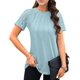 thumbnail image 1 of Camisa AURUZA X-Large Celeste con Mangas Plisadas de Encaje, 1 of 8
