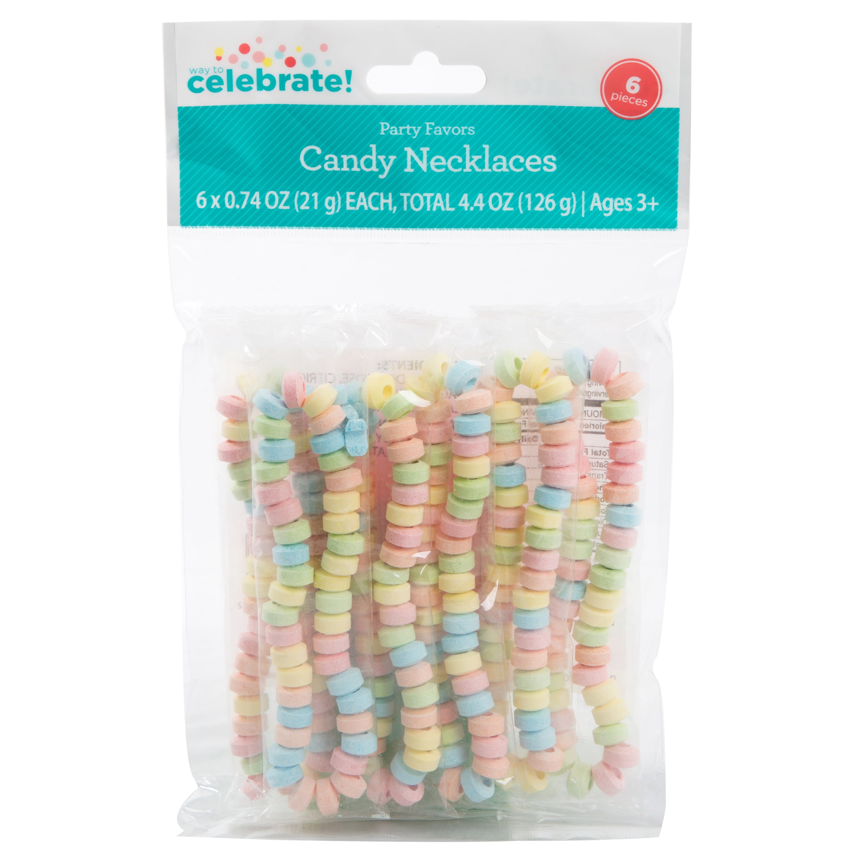 Way to Celebrate! Candy Necklace Party Favors, 6ct 