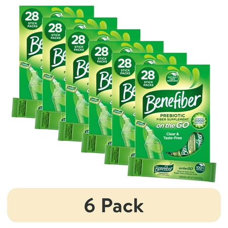 (6 pack) Benefiber On The Go Prebiotic Fiber Powder, Unflavored, 3.92 Oz, 28 Ct