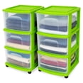 thumbnail image 1 of Homz 3-Drawer Medium Storage Container, Clear Drawers/Lime Frame (2 Pack), 1 of 9