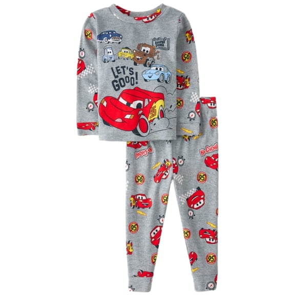Disney Cars Lightning McQueen and Characters Toddler Boy's Cotton Pajama Set, Size 2T