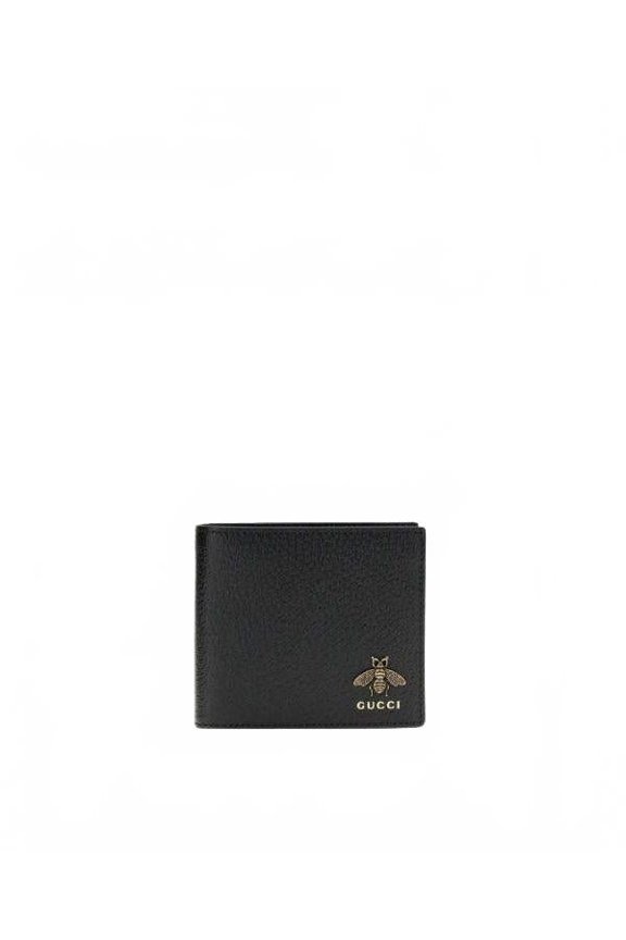 Pre-Owned Bee Logo Patch Leather Wallet