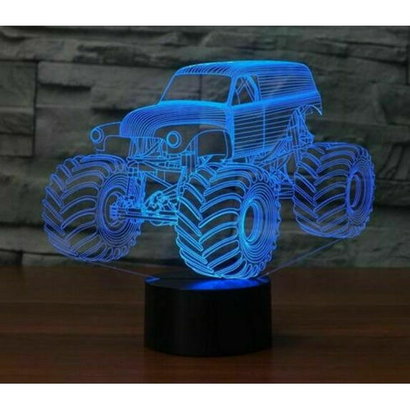 Big Size Grave Digger Monster Truck 3D Desk Lamp 7 Changeable Colors Night Light