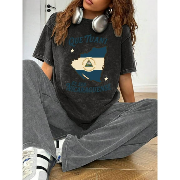 Cotton Womens Letter Pride Graphic Tee Cultural T Shirt Tops Round-neck long-sleeved Black S-2XL Plus Size