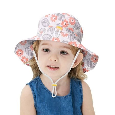 

TAIAOJING Kids Hats Toddlers Sun Hat Sun Outdoor Spring Cute Chin Strap Hats Adjustable Kids Sun Bucket Protection Beach Hat Summer Cartoon Cap Kids Hats & Caps