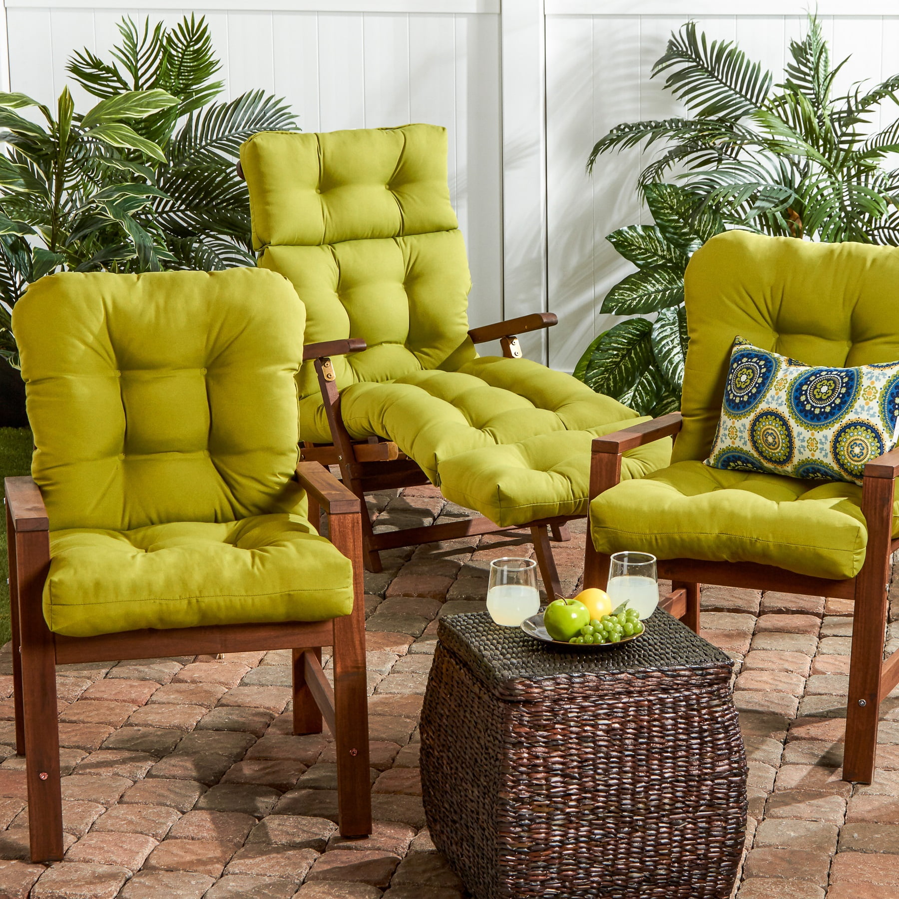 Greendale Home Fashions Kiwi 38 x 21 in. Outdoor Reversible Tufted Chair Cushion