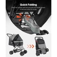 thumbnail image 6 of KFFKFF Animal Buggy, Supports up to 44 lbs, Collapsible Canine Cart, Quad-Wheel Feline Buggy with Ventilated Screens & Switchable Grip, Mobile Animal Transport Buggy with Stopping Mechanism, 6 of 9