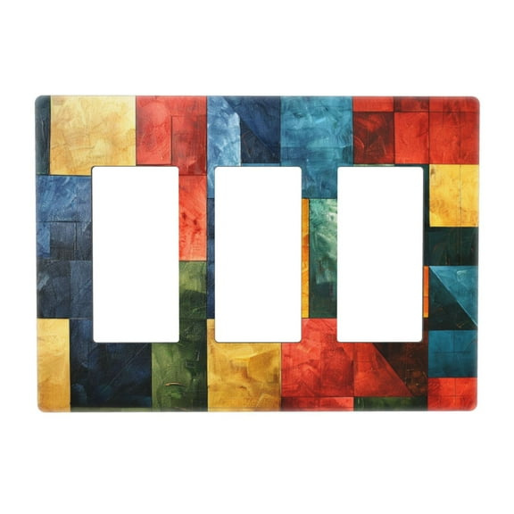 Colorful Plate Square 3 Gang Toggle Light Switch Cover Decorative Switch Plates and Outlet Covers Wall Plates for Electrical Kitchen Home Office Art Decor