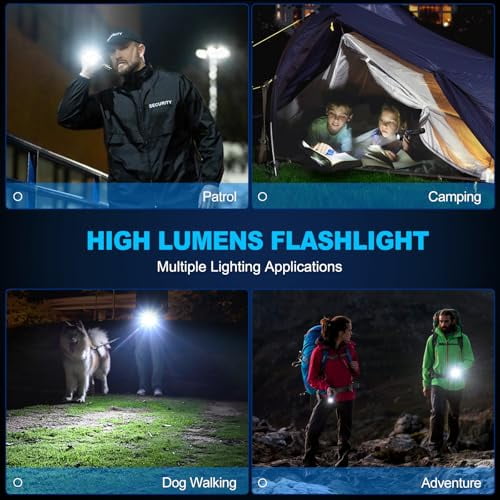 Rechargeable Flashlights High Lumens,99000LM Super Bright Flashlight,Adjustable Powerful Flash Light with 8 Modes & COB Light,Waterproof Handheld Flashlight for Home Camping