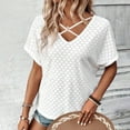 thumbnail image 6 of Giftesty Blouses for Women Dressy Casual Women's Fashion Solid Color Short-sleeved V-neck Loose Casual Tops, 6 of 8