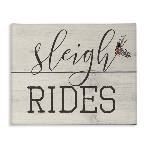 Stupell Industries Farmhouse Sleigh Rides Vintage Christman Sign Canvas Art, 30 x 24, by Lil' Rue