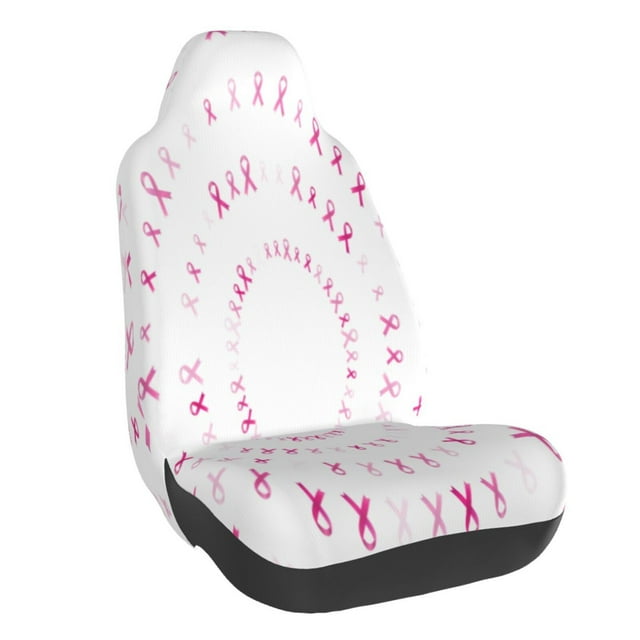 Wukai Breast Cancer Awareness (4) Full Set Car Seat Covers with Soft Padding Universal Auto Front Seats Protector and Cushion Mat