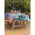 thumbnail image 3 of Outdoor Tablecloth with Umbrella Hole for Patio/Picnic/Party/Camping, Ocean Coral Waterproof Table Cloth Rectangle Table Cover Washable, Summer Coastal Seaweed Starfish Wood Ombre Blue (52"x 70"), 3 of 8