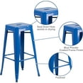 thumbnail image 4 of YEXJ Commercial Grade 30" H Backless Metal Indoor-Outdoor Barstool-Blue, 4 of 9