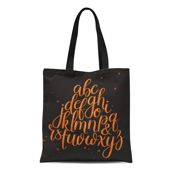 Bag Cursive POGLIP Canvas Tote Bag Hand Brush Letters Modern Alphabet Cursive Abc ...