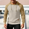thumbnail image 2 of Men's Sweatshirts Long Sleeve Pullover Patchwork Jacquard Textured Hoodie Casual Loose Knit Sweater Top, 2 of 4