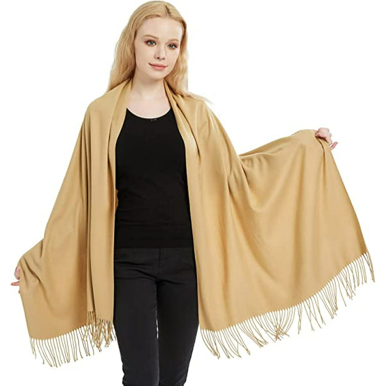 Women Scarf Pashmina Shawls and Wraps for Evening Dresses, Winter Fashion  Soft Warm Long Large Scarves, Lightweight Silk Solid Colors Capes for  Ladies Camel 