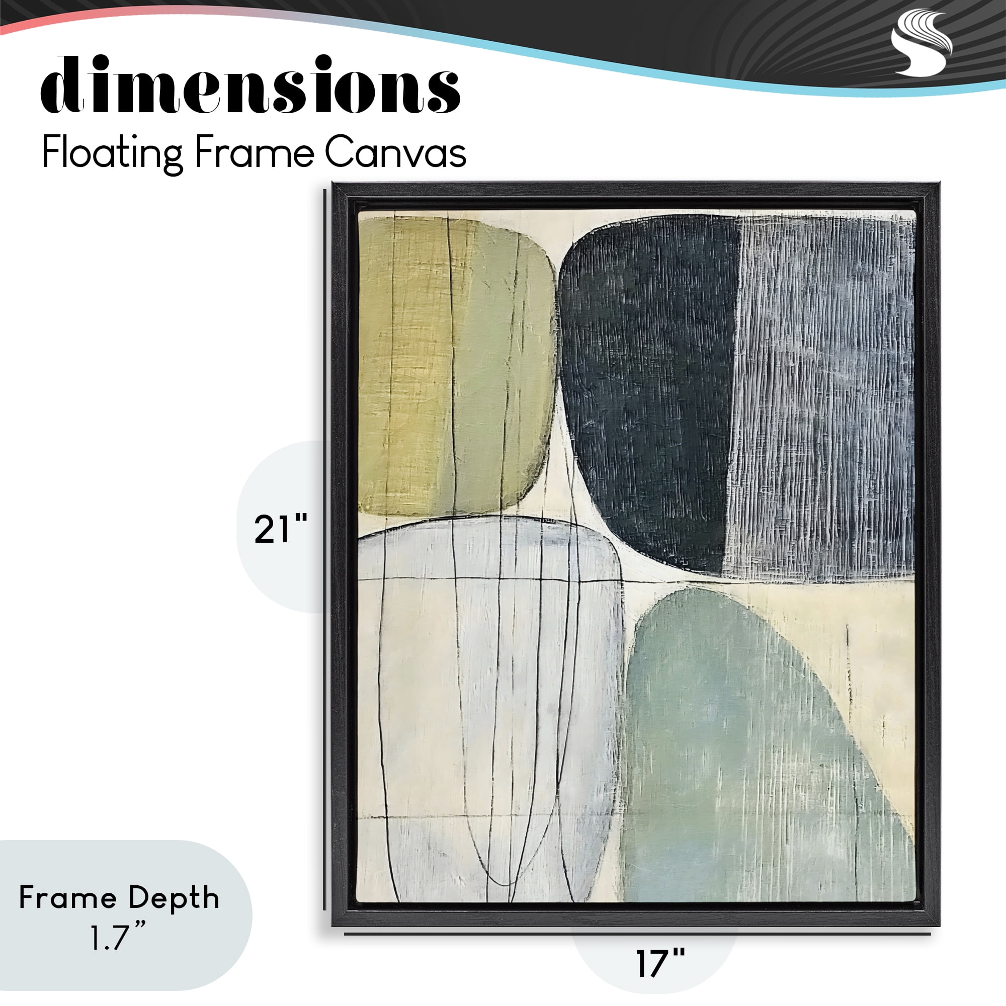 Stupell Industries Modern Organic Composition Black Framed Floater Canvas Wall Art, design by Riley B