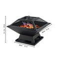 thumbnail image 5 of 20 Inch Outdoor Fire Pit with Mesh Lid, Square Metal Stove for Outside, Small  Portable Firepits for Garden Bonfire, Camping, Picnic, Barbecue, Black, 5 of 5