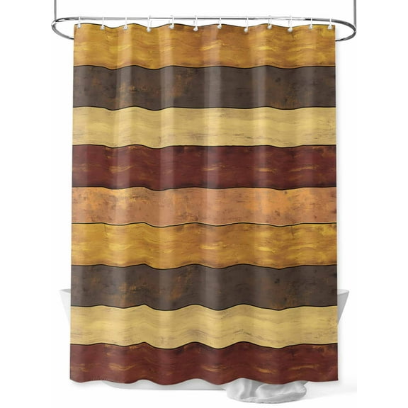 Fsddascl Brown Red Grey Farmhouse Shower Curtain Set - 36" x 78" Washable Bathtub Curtain with 12 Hooks, Vintage Wooden Country Waterproof Fabric Stall Shower Curtains for Bathroom/Bathtub Décor