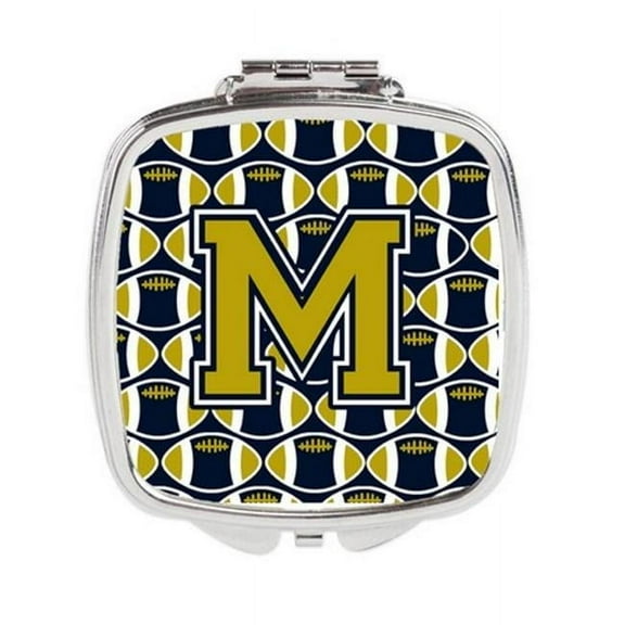 Carolines Treasures  Letter M Football Blue & Gold Compact Mirror