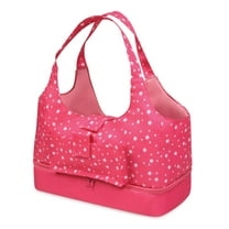 Badger Basket On-the-Go Travel Tote and Doll Clothing Storage Bag for 18 inch Dolls - Pink Stars
