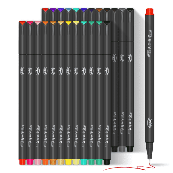 sipa Colored Fineliner Pens, 0.38mm Fine Point Drawing Journaling Pens, 36-Count