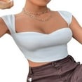 thumbnail image 4 of Women Crop Vest Sleeveless Square Neck Knitting Wrapped Summer Tops, 4 of 6
