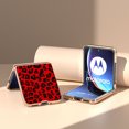 thumbnail image 5 of Case for Motorola Razr 40 Ultra, Luxury Leopard Print PU Leather Phone Cover Slim Fashion Design Plating TPU Drop Protective Phone Case for Motorola Razr 40 Ultra, Red Leopard, 5 of 6