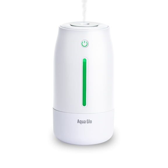 Airvana Aqua Glo Personal, Portable Humidifiers for Bedroom – Ultrasonic Cool Mist Humidifier with Built In Rechargeable Battery. Air Humidifier for Baby, Plants, Home, Office, Travel. White