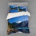 thumbnail image 2 of Ambesonne Landscape Bedding Set 3 Pcs, Winter Mountain Trees, Twin, Dark Brown White, 2 of 3