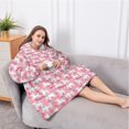 thumbnail image 5 of Oversized Wearable Blanket Hoodie,Pink Unicorn Rainbow Pattern Sherpa Blanket Hoodie with Super Pockets,Super Warm Fuzzy Pullover for Women & Men, 5 of 6
