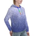 thumbnail image 2 of Yiaed Glittering Blue Purple Print Womens Casual Hoodies Crew Neck Long Sleeve Sweatshirts With Pocket Pullover Tops Women's Hooded Sweatshirt-Small, 2 of 5