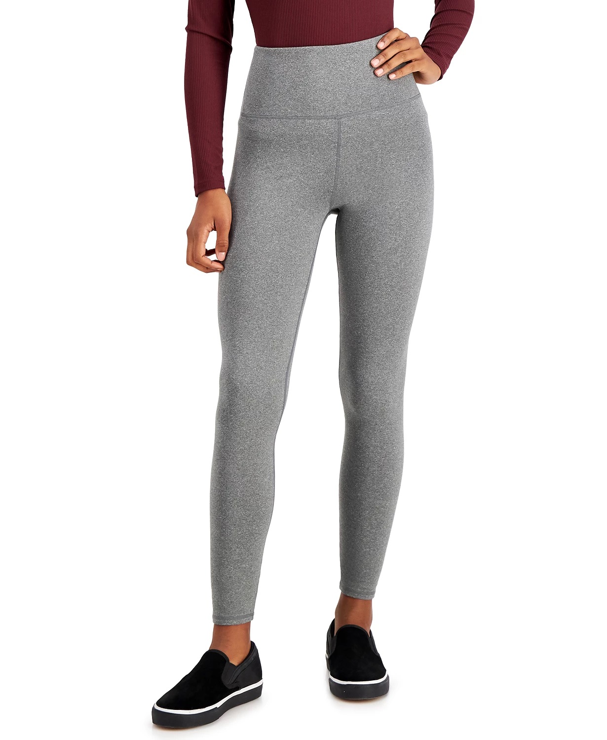 Fleece-Lined Leggings, Heather Black 