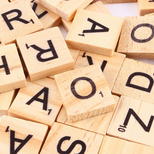 Fdit 100 carreaux de lettre en bois, lettres de Scrabble pour l'artisanat -  décoration de cadeau en bois bricolage - fabrication de sous-verres  d'alphabet et jeu de mots croisés de Scrabble 