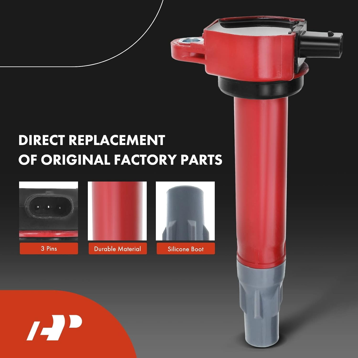 A-Premium Set of 6 (Red) Ignition Coil Pack Iridium Spark Plug Compatible with Chrysler 300 2006-2010, Sebring 2006-2010, Town & Country 2008-2010 & Dodge Avenger 2008-2010