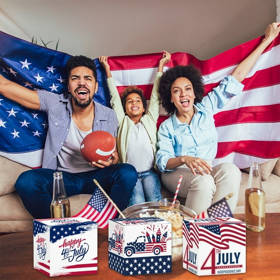 PATLOLLAV July Fourth Stars and Stripes,Treat Box Party Favors,12Pcs Memorial Day Candy Box,4th of July and Labor Day USA Patriotic Party Goodie Gable Boxes