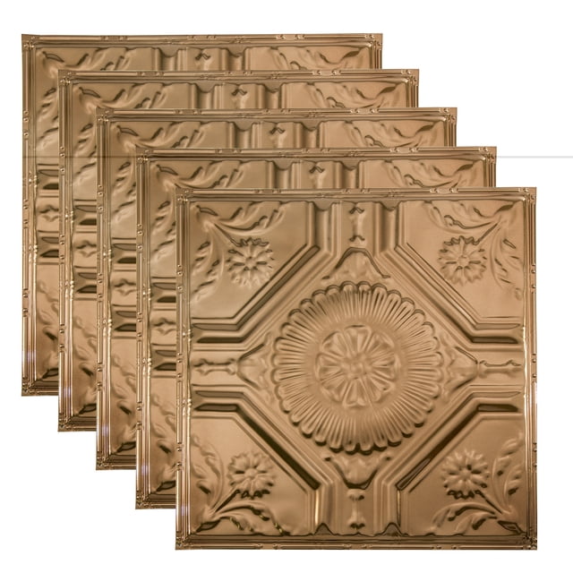 Great Lakes Tin Rochester Champagne 2ft x 2ft Nail Up Ceiling Tiles (5 Pack)