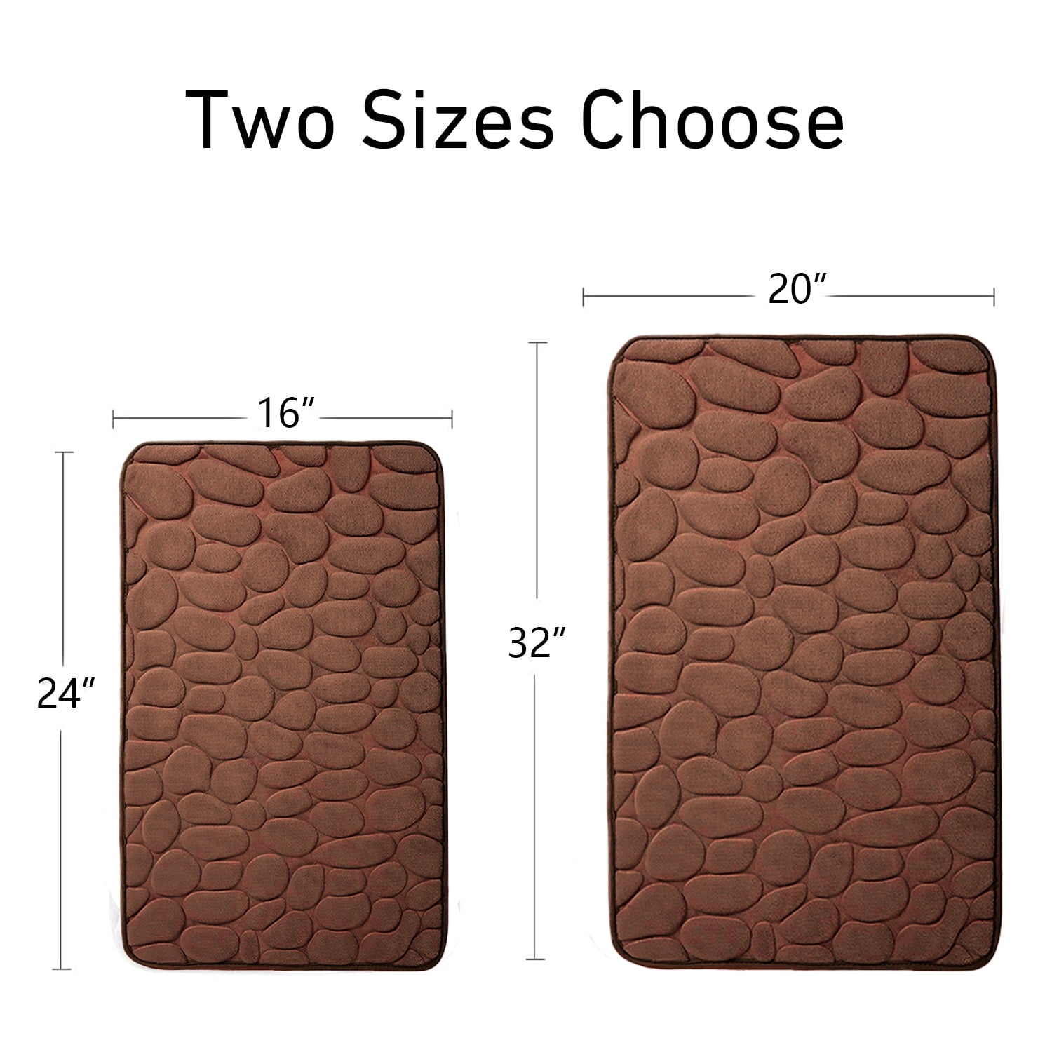 Stcomart Anti Slips Bath Mat, Soft Absorbent Bathroom Rug, 20"x32", Brown