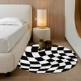 thumbnail image 3 of Black and White Checkered Round Area Rug 4 FT, Non Slip Indoor Outdoor Rug, Modern Irregular Geometric Washable Soft Circular Carpet Non-Shedding Floor Mat for Coffee Table Nursery Foyer Balcony, 3 of 9