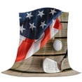 thumbnail image 6 of American Flag Golf Blanket Soft Cozy Warm Twin Blanket for Bed, Plush Fuzzy Flannel Fleece Blankets for Sofa, 4th of July Farmhouse Vintage Wood Grain Throw Blankets for Couch Gifts, 60"x80", 6 of 9