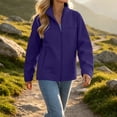 thumbnail image 4 of Kizanda Women Full Zip Outdoor Jacket with Zipper Pockets Stand Collar No Hood Outdoor Hiking Long Sleeve Blouse Fall Winter Mock Neck Casual Outerwear Top M, 4 of 9