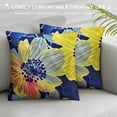 thumbnail image 3 of JEUXUS  Decorative Throw Pillow Covers Blue Yellow Pillow Covers Couch Pillow Covers for Sofa Living Room Outdoor Throw Pillow Cover Floral Flower Farmhouse Pillowcase, 3 of 5