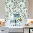 thumbnail image 4 of Eucalyptus Leaf Swag Valances for Windows 2 Pack Green Botanical Rustic Watercolor Leaf Swag Kitchen Curtains 36 Inches Long Rod Pocket Short Window Treatment for Kitchen Bathroom 28"x36", 4 of 8