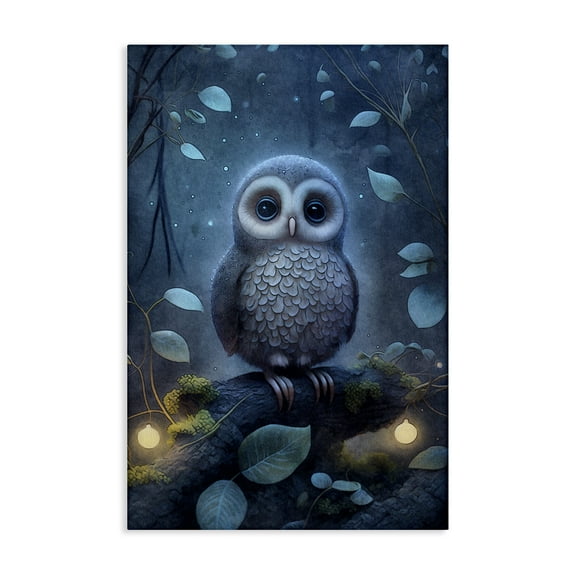 Stupell Industries Mystic Owl in Nature Landscape Painting Gallery Wrapped Canvas Art Print Wall Art, 16 x 24
