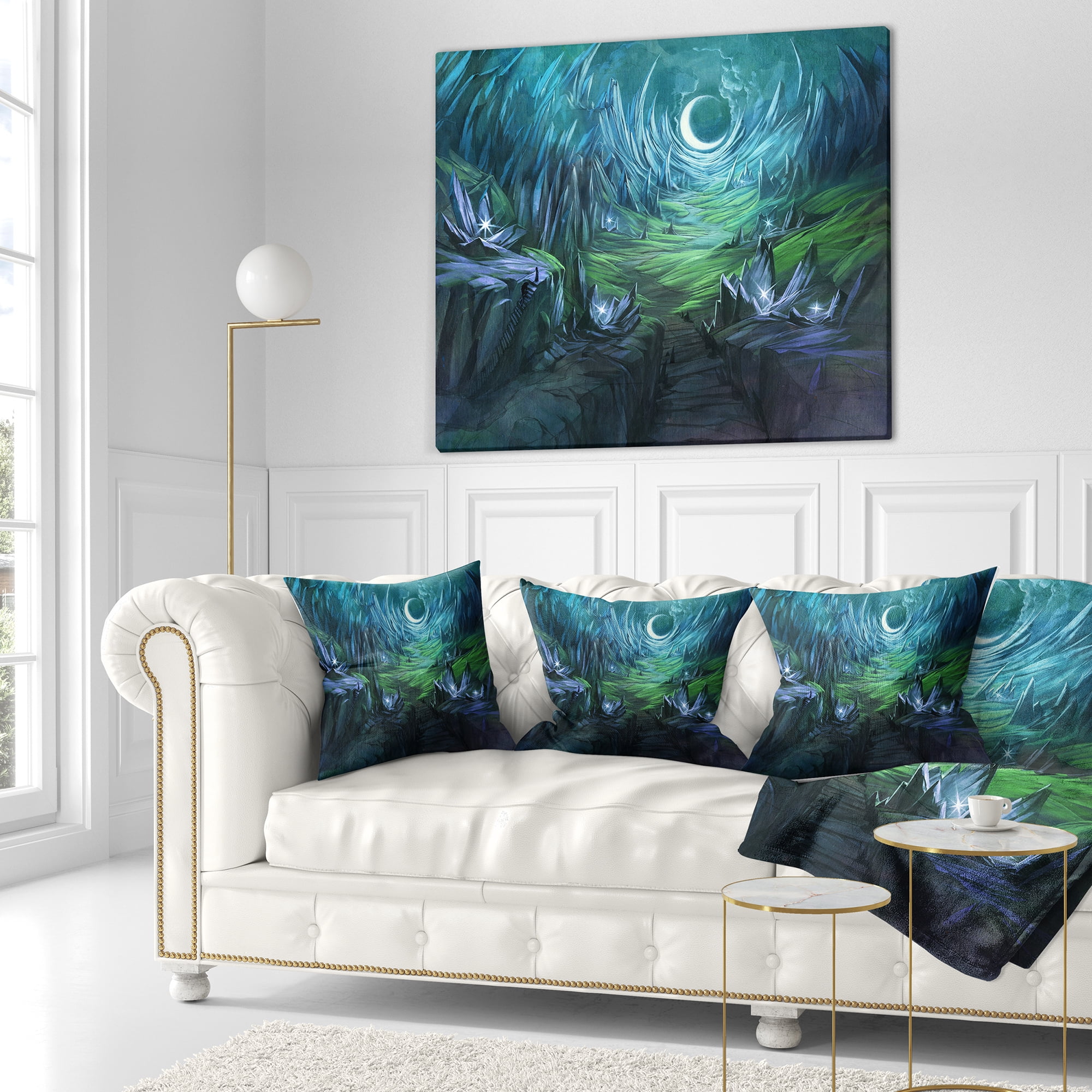 Designart Twilight Valley Landscape - Abstract Throw Pillow - 18x18